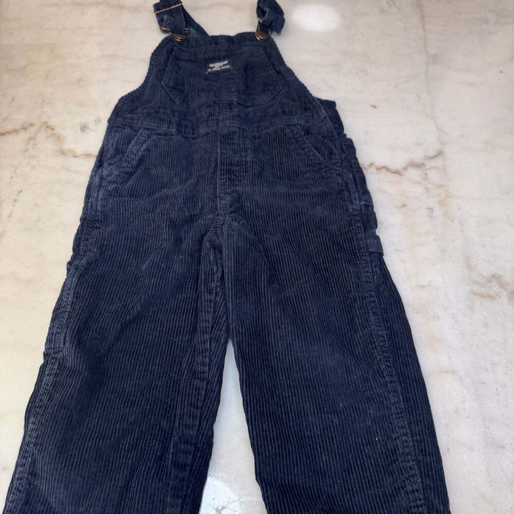 OshKosh B'gosh Navy Blue Corduroy Vestbak Lined Overalls Size 4T